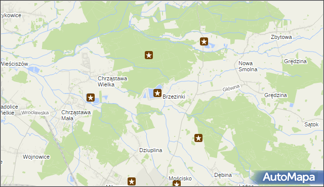 mapa Brzezinki gmina Jelcz-Laskowice, Brzezinki gmina Jelcz-Laskowice na mapie Targeo