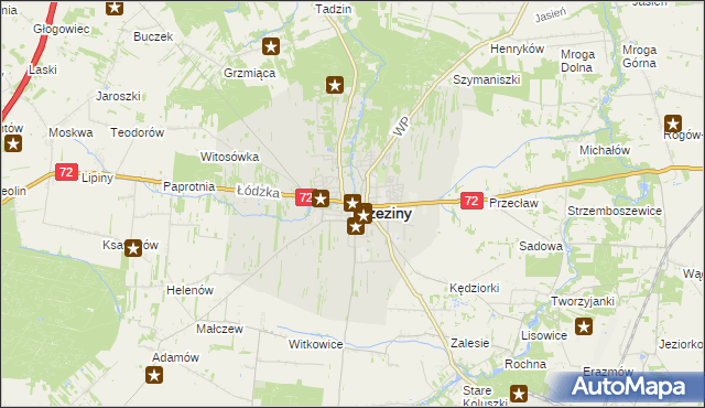 mapa Brzeziny, Brzeziny na mapie Targeo