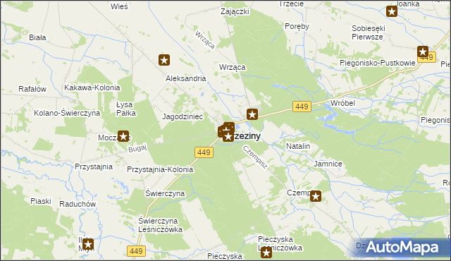 mapa Brzeziny powiat kaliski, Brzeziny powiat kaliski na mapie Targeo