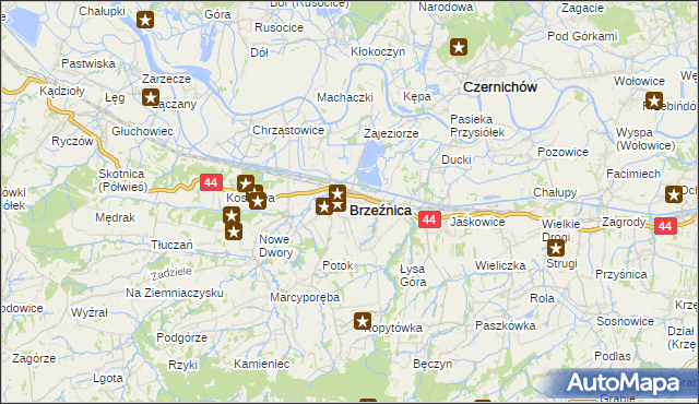 mapa Brzeźnica powiat wadowicki, Brzeźnica powiat wadowicki na mapie Targeo