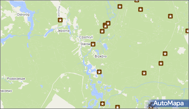 mapa Brzeźno gmina Borne Sulinowo, Brzeźno gmina Borne Sulinowo na mapie Targeo