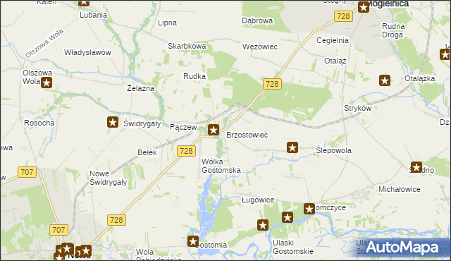 mapa Brzostowiec, Brzostowiec na mapie Targeo