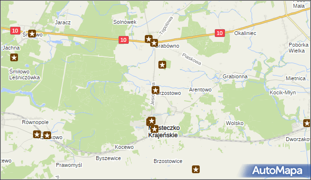 mapa Brzostowo gmina Miasteczko Krajeńskie, Brzostowo gmina Miasteczko Krajeńskie na mapie Targeo