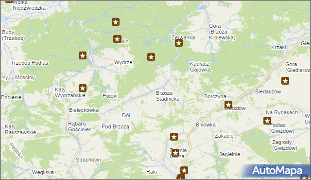 mapa Brzóza Stadnicka, Brzóza Stadnicka na mapie Targeo