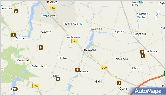mapa Brzozogaj gmina Kłecko, Brzozogaj gmina Kłecko na mapie Targeo