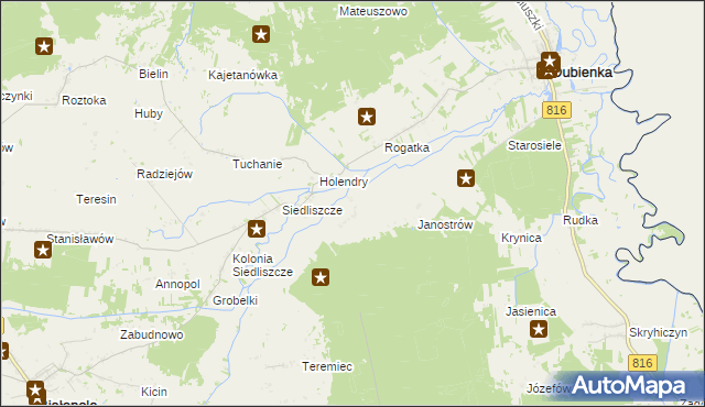 mapa Brzozowiec gmina Dubienka, Brzozowiec gmina Dubienka na mapie Targeo