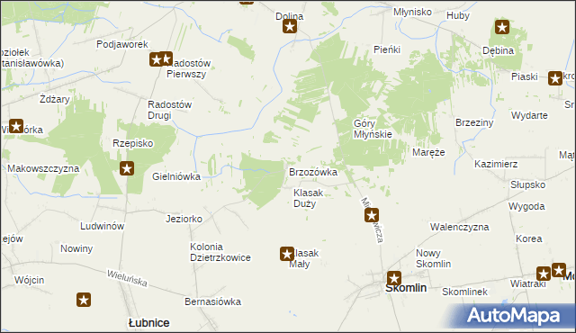 mapa Brzozówka gmina Łubnice, Brzozówka gmina Łubnice na mapie Targeo