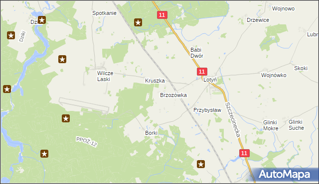 mapa Brzozówka gmina Okonek, Brzozówka gmina Okonek na mapie Targeo