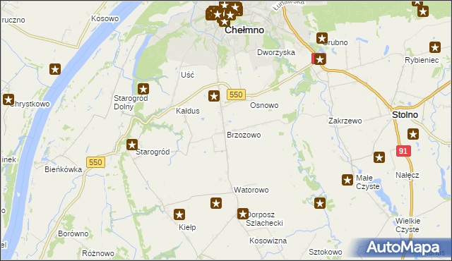 mapa Brzozowo gmina Kijewo Królewskie, Brzozowo gmina Kijewo Królewskie na mapie Targeo