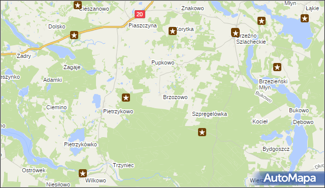 mapa Brzozowo gmina Lipnica, Brzozowo gmina Lipnica na mapie Targeo