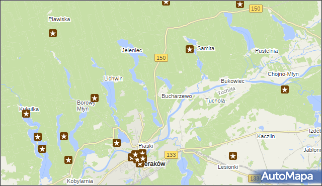 mapa Bucharzewo, Bucharzewo na mapie Targeo