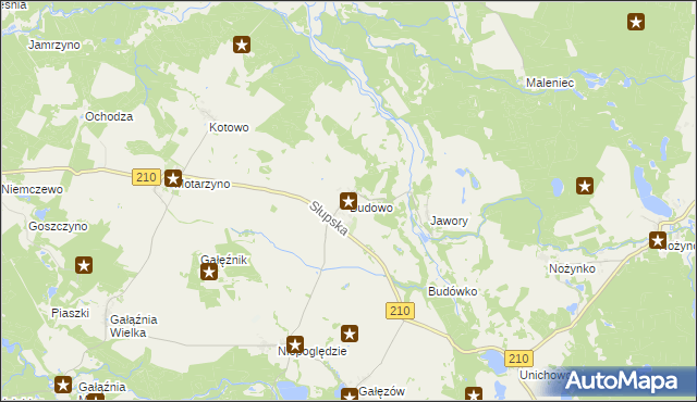 mapa Budowo, Budowo na mapie Targeo