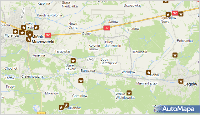 mapa Budy Barcząckie, Budy Barcząckie na mapie Targeo