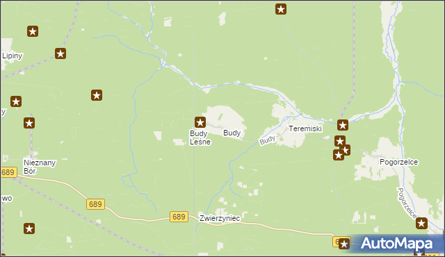 mapa Budy gmina Białowieża, Budy gmina Białowieża na mapie Targeo