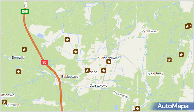 mapa Budzieszewice, Budzieszewice na mapie Targeo