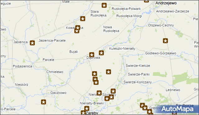 mapa Budziszewo gmina Zaręby Kościelne, Budziszewo gmina Zaręby Kościelne na mapie Targeo