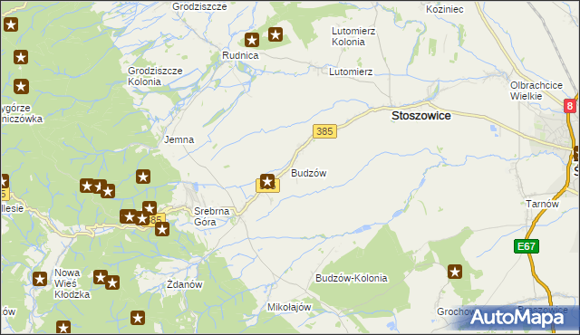 mapa Budzów gmina Stoszowice, Budzów gmina Stoszowice na mapie Targeo