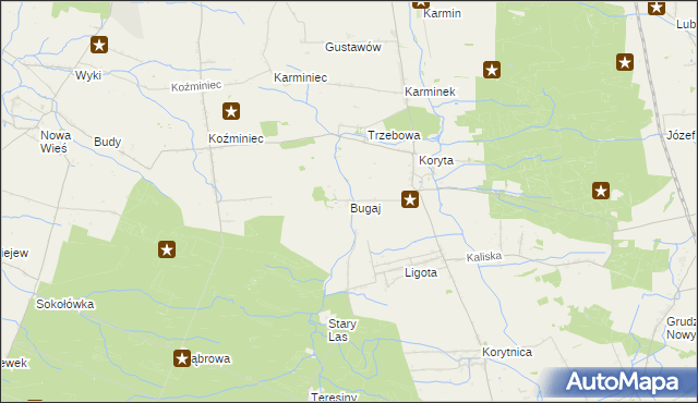 mapa Bugaj gmina Raszków, Bugaj gmina Raszków na mapie Targeo