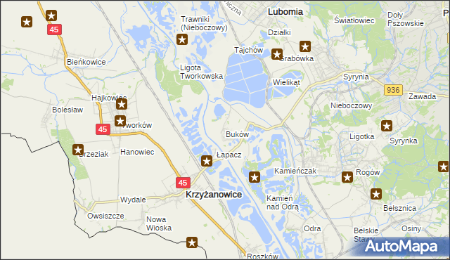 mapa Buków gmina Lubomia, Buków gmina Lubomia na mapie Targeo