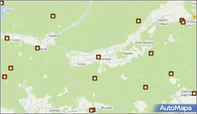 mapa Bukowa gmina Biłgoraj, Bukowa gmina Biłgoraj na mapie Targeo