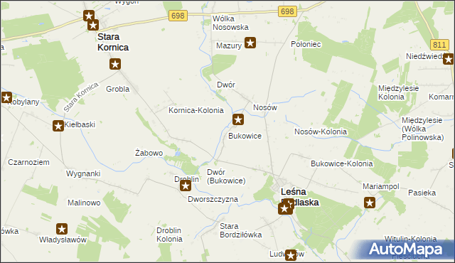 mapa Bukowice gmina Leśna Podlaska, Bukowice gmina Leśna Podlaska na mapie Targeo