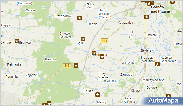 mapa Bukownica gmina Grabów nad Prosną, Bukownica gmina Grabów nad Prosną na mapie Targeo