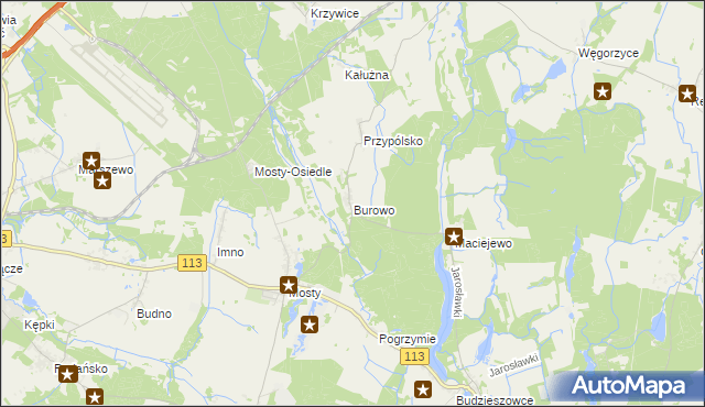 mapa Burowo, Burowo na mapie Targeo