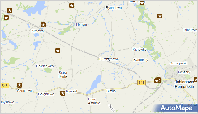 mapa Bursztynowo gmina Świecie nad Osą, Bursztynowo gmina Świecie nad Osą na mapie Targeo