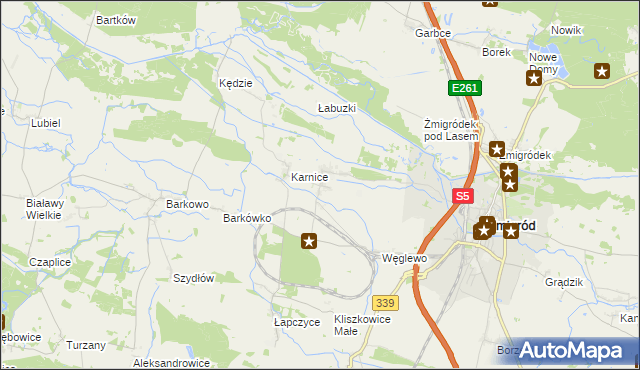 mapa Bychowo gmina Żmigród, Bychowo gmina Żmigród na mapie Targeo