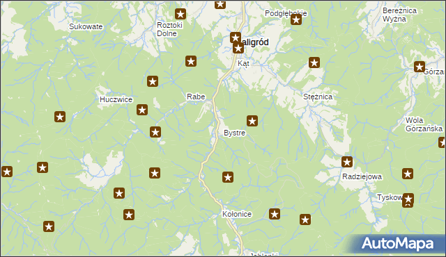 mapa Bystre gmina Baligród, Bystre gmina Baligród na mapie Targeo