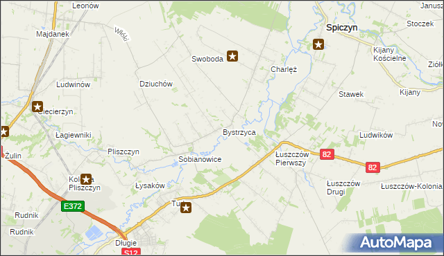 mapa Bystrzyca gmina Wólka, Bystrzyca gmina Wólka na mapie Targeo