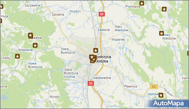 mapa Bystrzyca Kłodzka, Bystrzyca Kłodzka na mapie Targeo