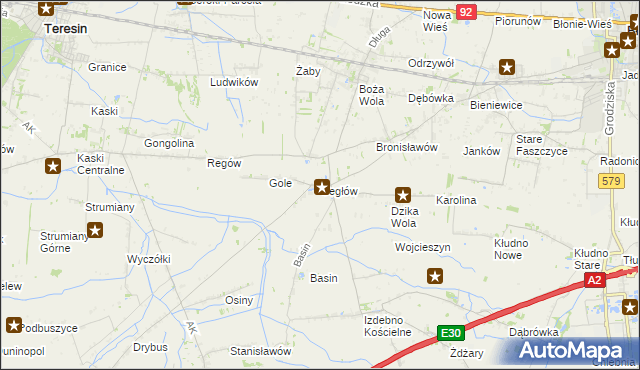 mapa Cegłów gmina Baranów, Cegłów gmina Baranów na mapie Targeo