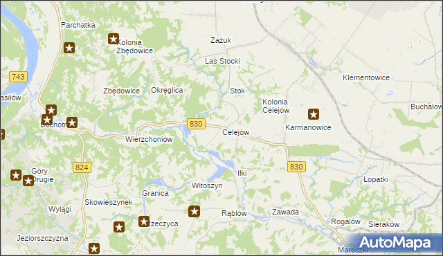 mapa Celejów gmina Wąwolnica, Celejów gmina Wąwolnica na mapie Targeo