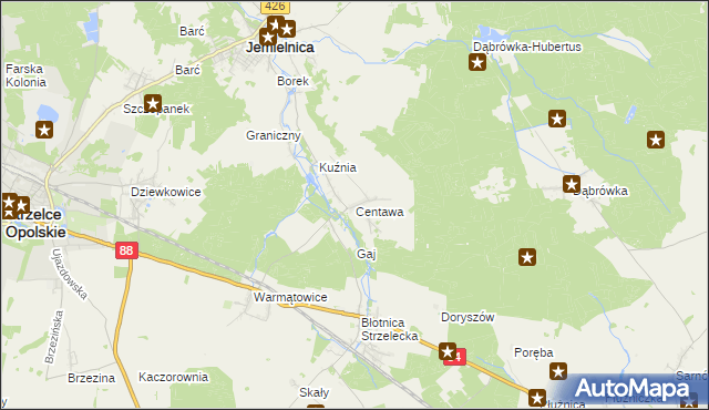 mapa Centawa, Centawa na mapie Targeo