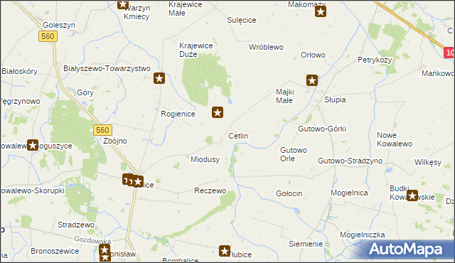 mapa Cetlin, Cetlin na mapie Targeo