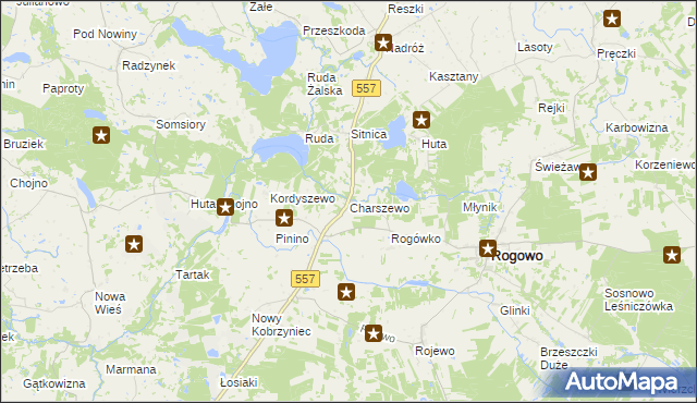 mapa Charszewo, Charszewo na mapie Targeo