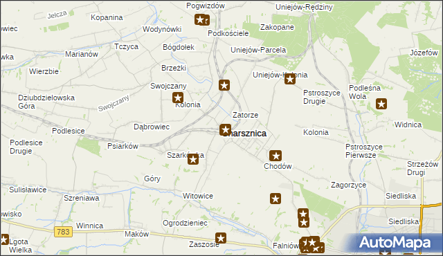 mapa Charsznica, Charsznica na mapie Targeo