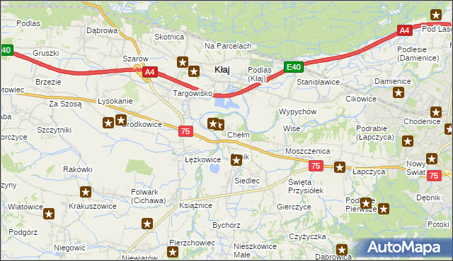 mapa Chełm gmina Bochnia, Chełm gmina Bochnia na mapie Targeo