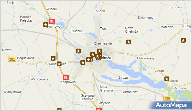 mapa Chełmża, Chełmża na mapie Targeo
