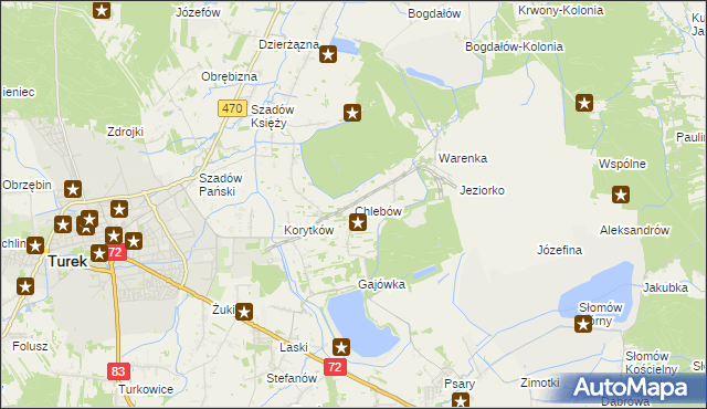 mapa Chlebów gmina Turek, Chlebów gmina Turek na mapie Targeo