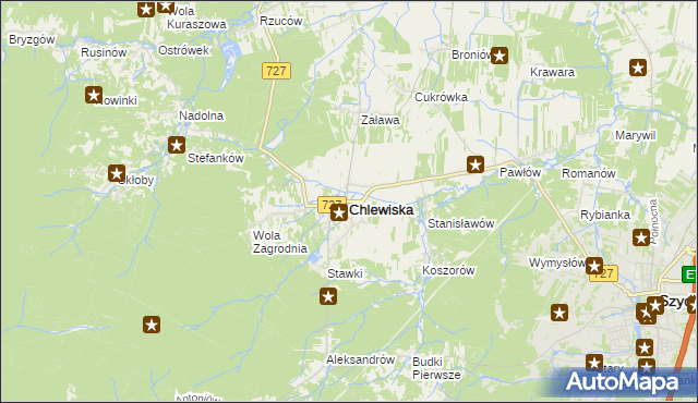 mapa Chlewiska powiat szydłowiecki, Chlewiska powiat szydłowiecki na mapie Targeo