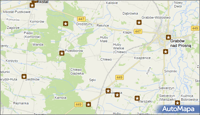mapa Chlewo gmina Grabów nad Prosną, Chlewo gmina Grabów nad Prosną na mapie Targeo
