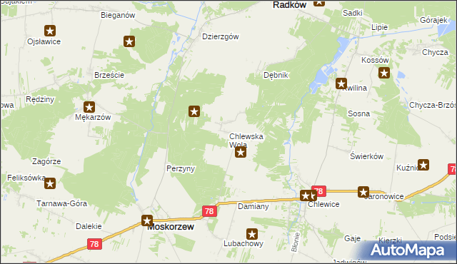 mapa Chlewska Wola, Chlewska Wola na mapie Targeo