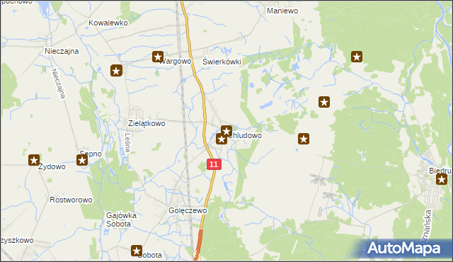 mapa Chludowo, Chludowo na mapie Targeo