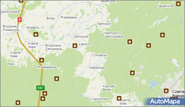 mapa Chmielnik gmina Czarna Białostocka, Chmielnik gmina Czarna Białostocka na mapie Targeo