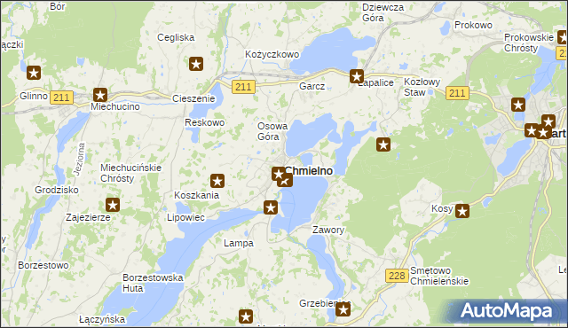 mapa Chmielno powiat kartuski, Chmielno powiat kartuski na mapie Targeo