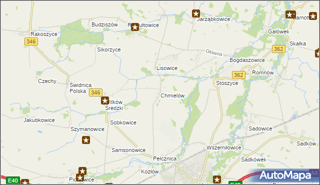 mapa Chmielów gmina Kostomłoty, Chmielów gmina Kostomłoty na mapie Targeo