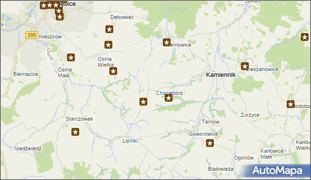 mapa Chociebórz, Chociebórz na mapie Targeo