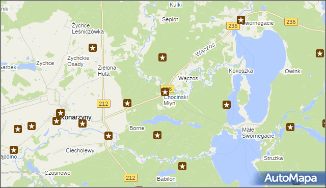 mapa Chociński Młyn, Chociński Młyn na mapie Targeo